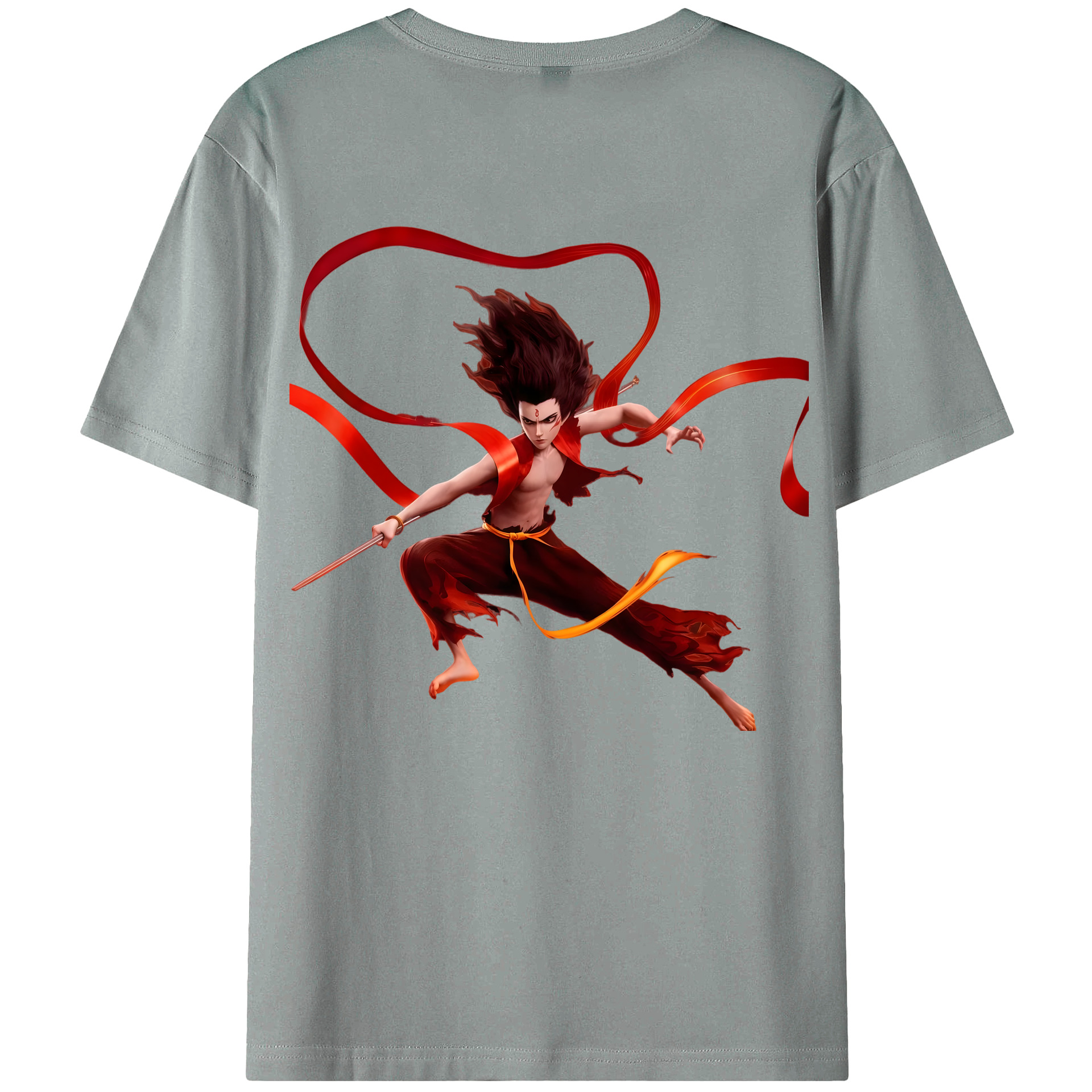 （画像用） Ne Zha 2 ナタ 魔童の大暴れ 綿100％ メンズ半袖Tシャツ（バックプリント） 通気性
